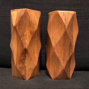 Pair of Threshold Wooden Vases